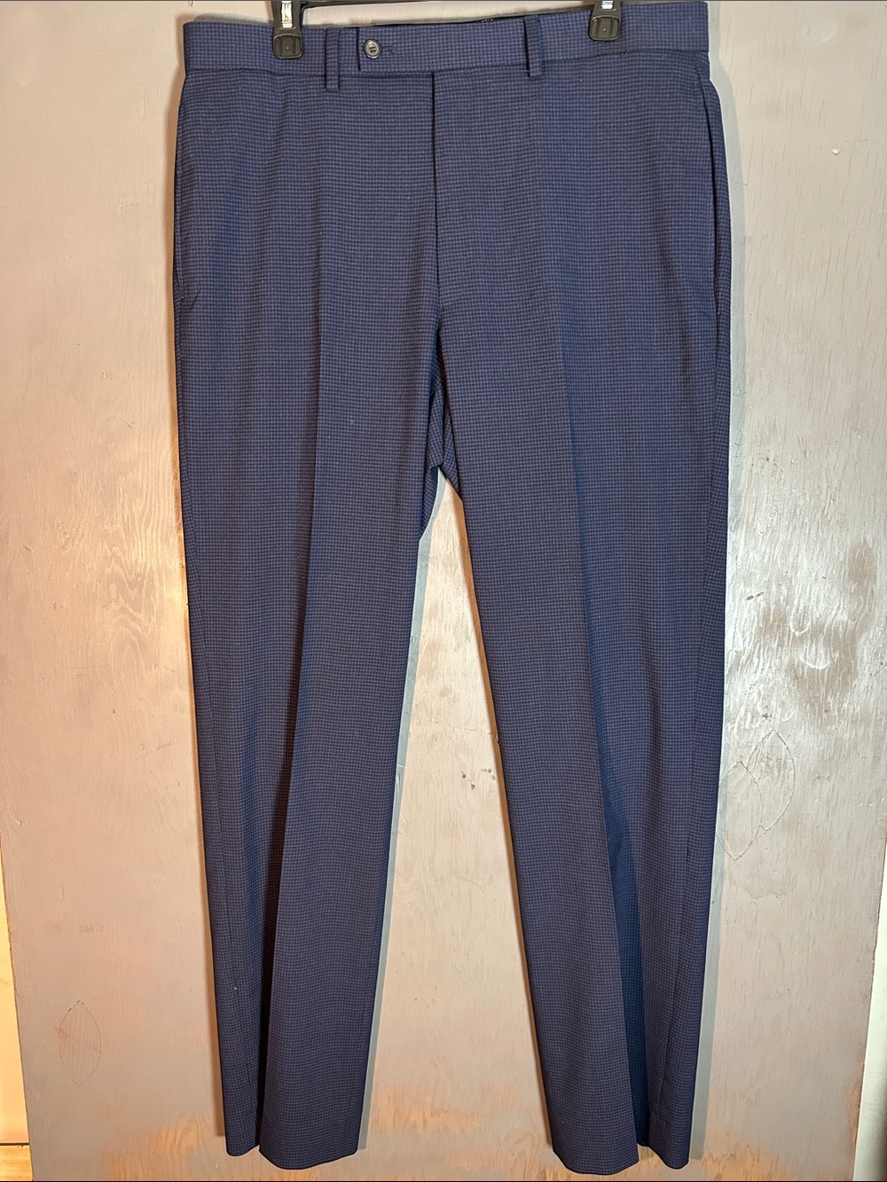 Ralph Lauren Blue Micro-Check Dress Pants